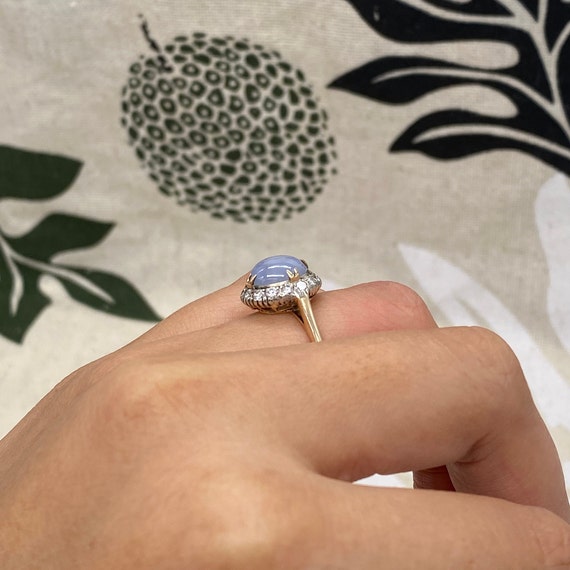 Vintage Star Sapphire Diamond Halo Ring - image 6
