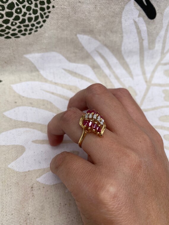 Statement 14k Ruby and Diamond Ring - image 7
