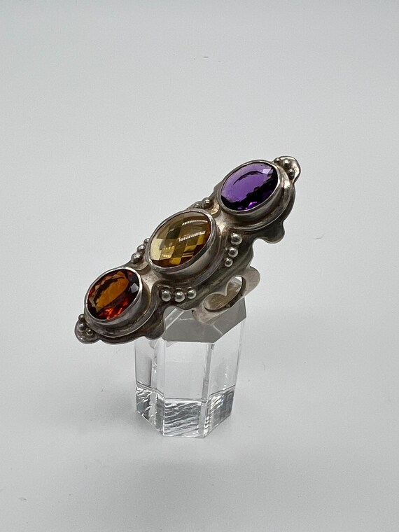 Multi Gemstone Sterling Silver Ring - image 6