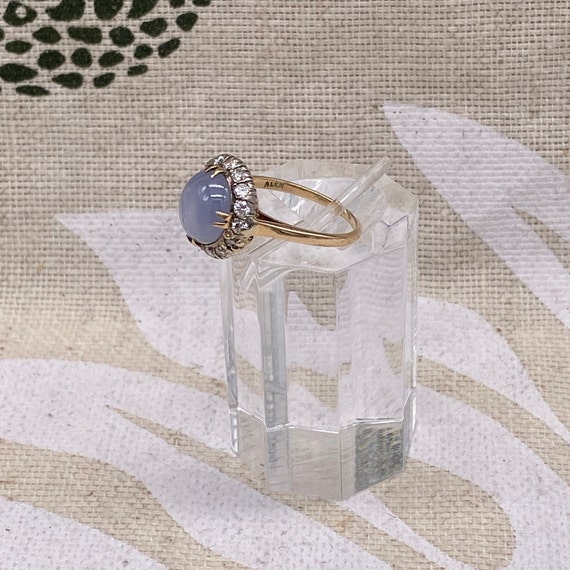 Vintage Star Sapphire Diamond Halo Ring - image 2