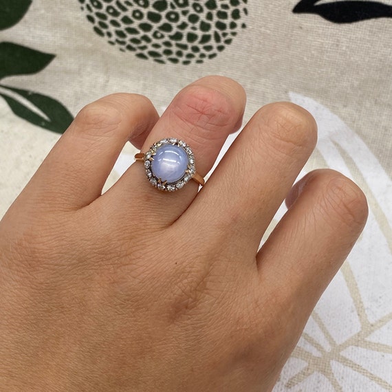 Vintage Star Sapphire Diamond Halo Ring - image 5