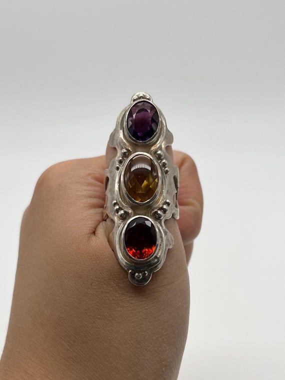 Multi Gemstone Sterling Silver Ring - image 2