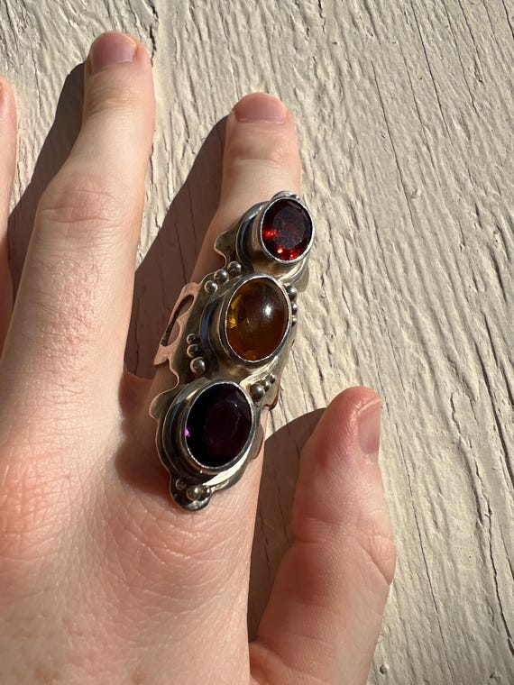 Multi Gemstone Sterling Silver Ring - image 10