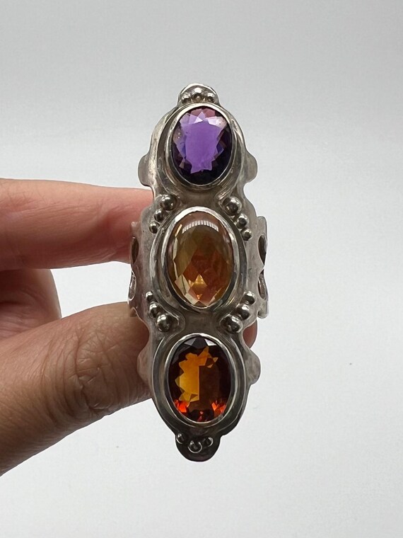 Multi Gemstone Sterling Silver Ring - image 7