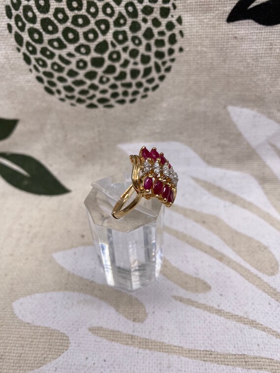Statement 14k Ruby and Diamond Ring - image 4