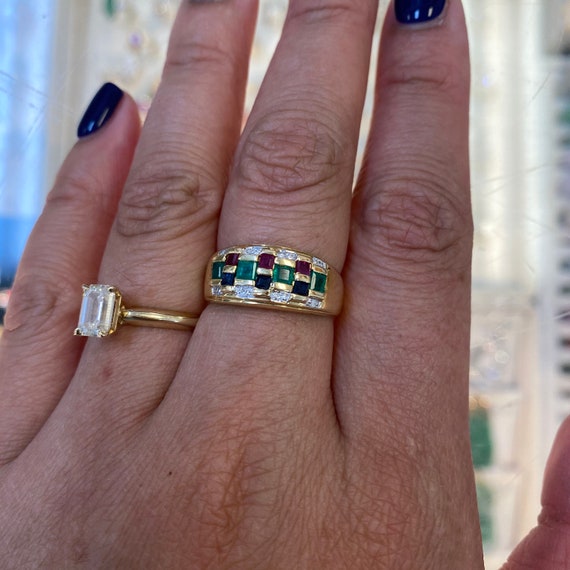 Multi-Stone Chunky Band | Sapphire, Emerald, Ruby… - image 5