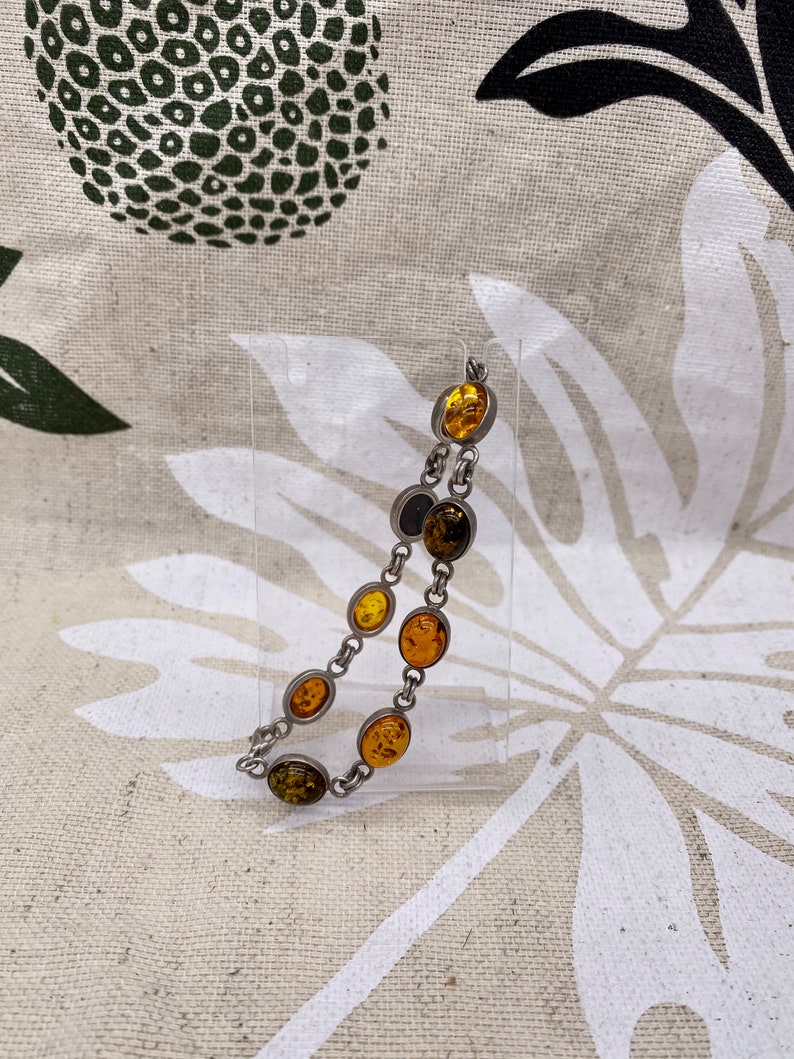 Vintage Sterling Silver Amber Bracelet image 6