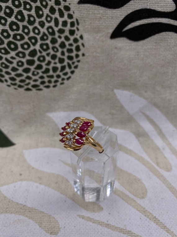 Statement 14k Ruby and Diamond Ring - image 5
