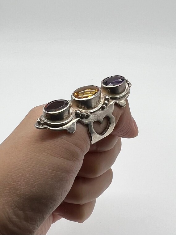 Multi Gemstone Sterling Silver Ring - image 3