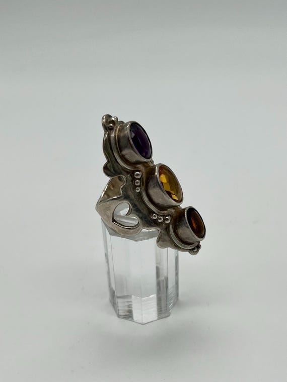 Multi Gemstone Sterling Silver Ring - image 4