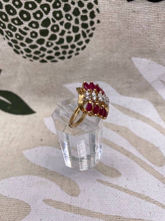 Statement 14k Ruby and Diamond Ring - image 3