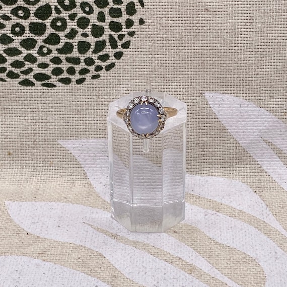 Vintage Star Sapphire Diamond Halo Ring - image 1