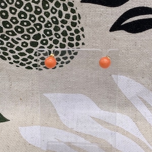 Natural Pink Coral Ball Studs in 14k Gold