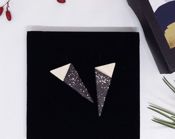 Triangle stud earrings, Geometric ceramic earrings, Triangle ceramic earrings, Matted creramic earrings, Ceramic earrings with silver posts