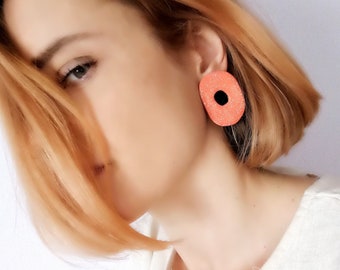 Terracotta Statement Earrings, Terracotta Clay Stud Earrings, Terracotta Hoop Earrings, Statement Clay Hoop Earrings, Modern Ceramic Studs