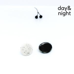 Minimalist Studs, Ceramic Earrings, Minimal Stud Earrings, Mother&#39;s Day Gift, Drop stud earrings, Black white stud earrings, Black Oval Stud