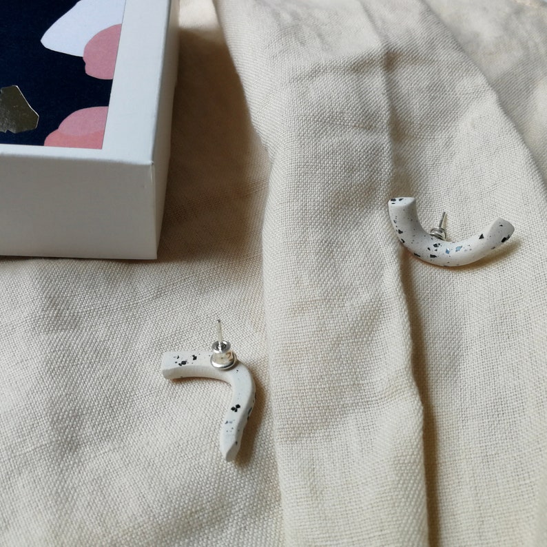 Ear climber earrings, U Shape Earrings, Tiny Ear Climber, Bar Earrings, Ear Sweep, Climber studs, Curved line earrings, Curved Bar Studs image 5