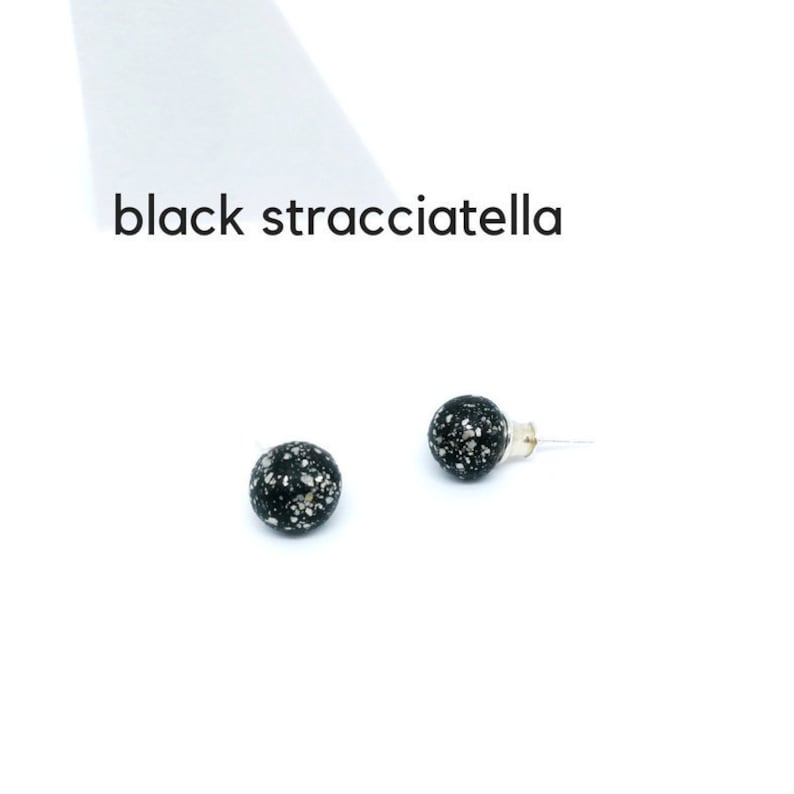 Minimalist Black Stud Earrings Black Ball Earrings Black Etsy
