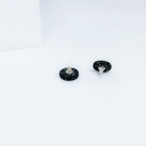 Black circle earrings, minimalist black stud earrings, ceramic black stud earrings, black circle studs, black ceramic studs, shiny earrings image 7