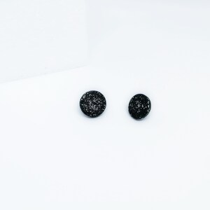 Black circle earrings, minimalist black stud earrings, ceramic black stud earrings, black circle studs, black ceramic studs, shiny earrings image 6