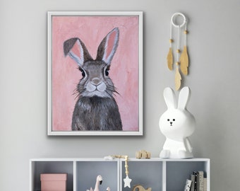 Giclee fine art print of original Bunny, Cotton tail rabbit, oil painting "Sweetie" by Ashley Lane