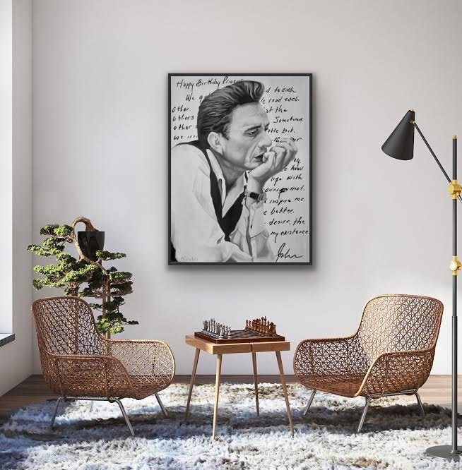 Giclee Fine Art Print of Original Oil Painting of Johnny Cash "love ...