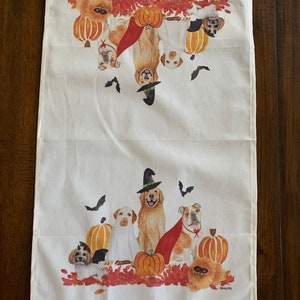 Halloween Dog Tea Towel Watercolor dogs in halloween costumes fall decor and gift image 4