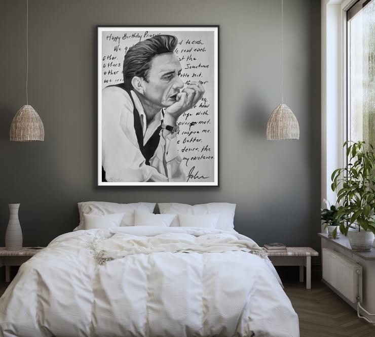 Giclee Fine Art Print of Original Oil Painting of Johnny Cash "love ...