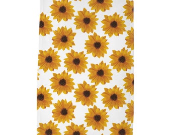 Yellow Sunflower Tea Towel painted drawing artwork fall spring summer