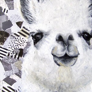 giclee fine art print of original oil painting and collage &quot;Mr. Llama&quot;