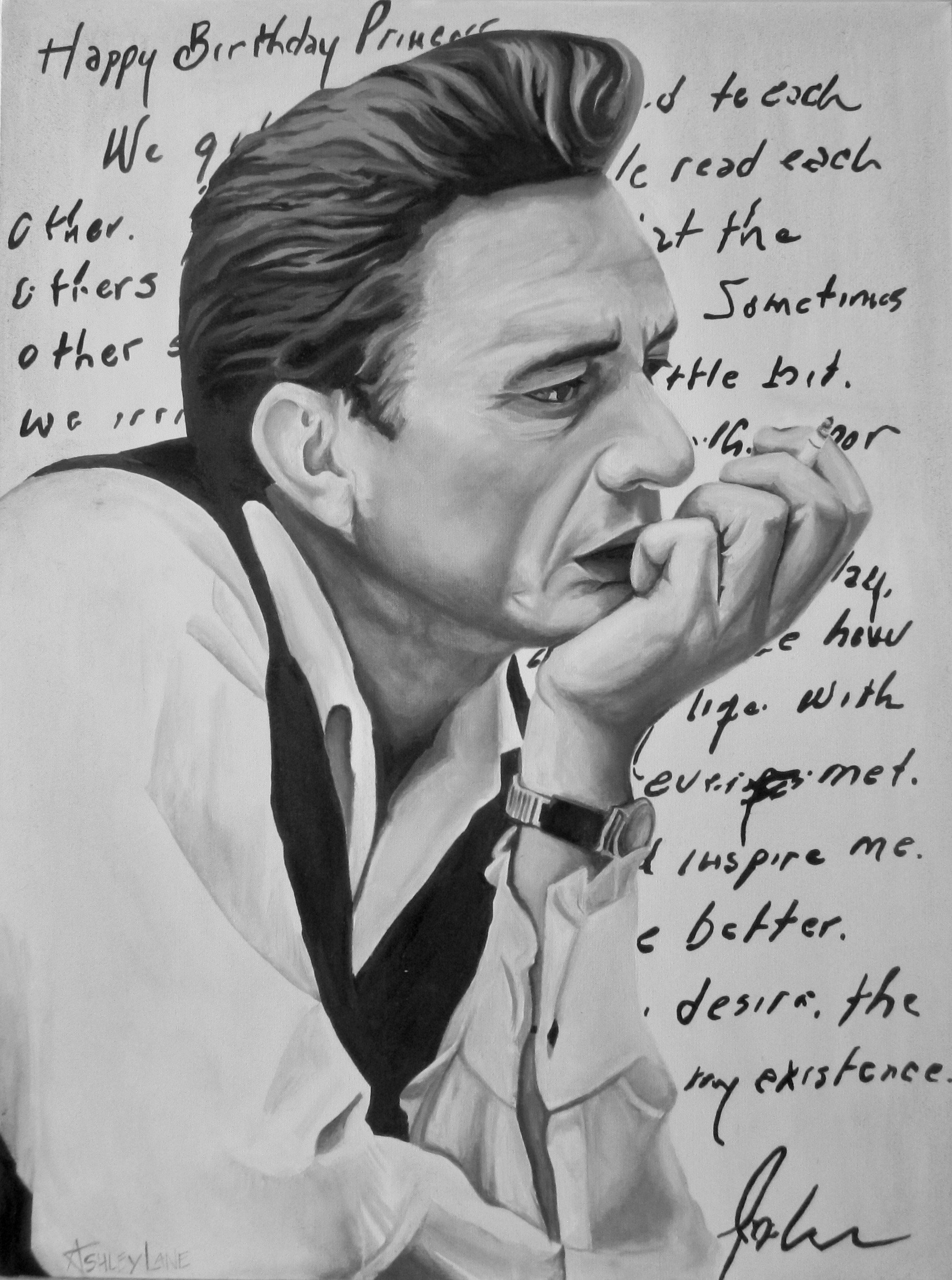 Giclee Fine Art Print of Original Oil Painting of Johnny Cash "love ...