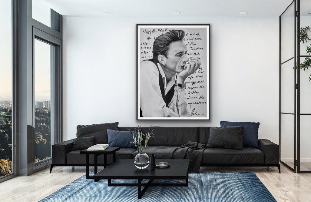 Giclee Fine Art Print of Original Oil Painting of Johnny Cash "love ...