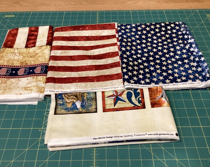 Patriotic Fabric Panels and Matching Fabric for Quilt of Valor