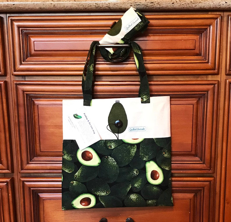 Avocado foldup shopping bag foldup Farmer/'s Market bag avocado tote bag reusable avocado grocery bag keto reusable fold-up grocery bag