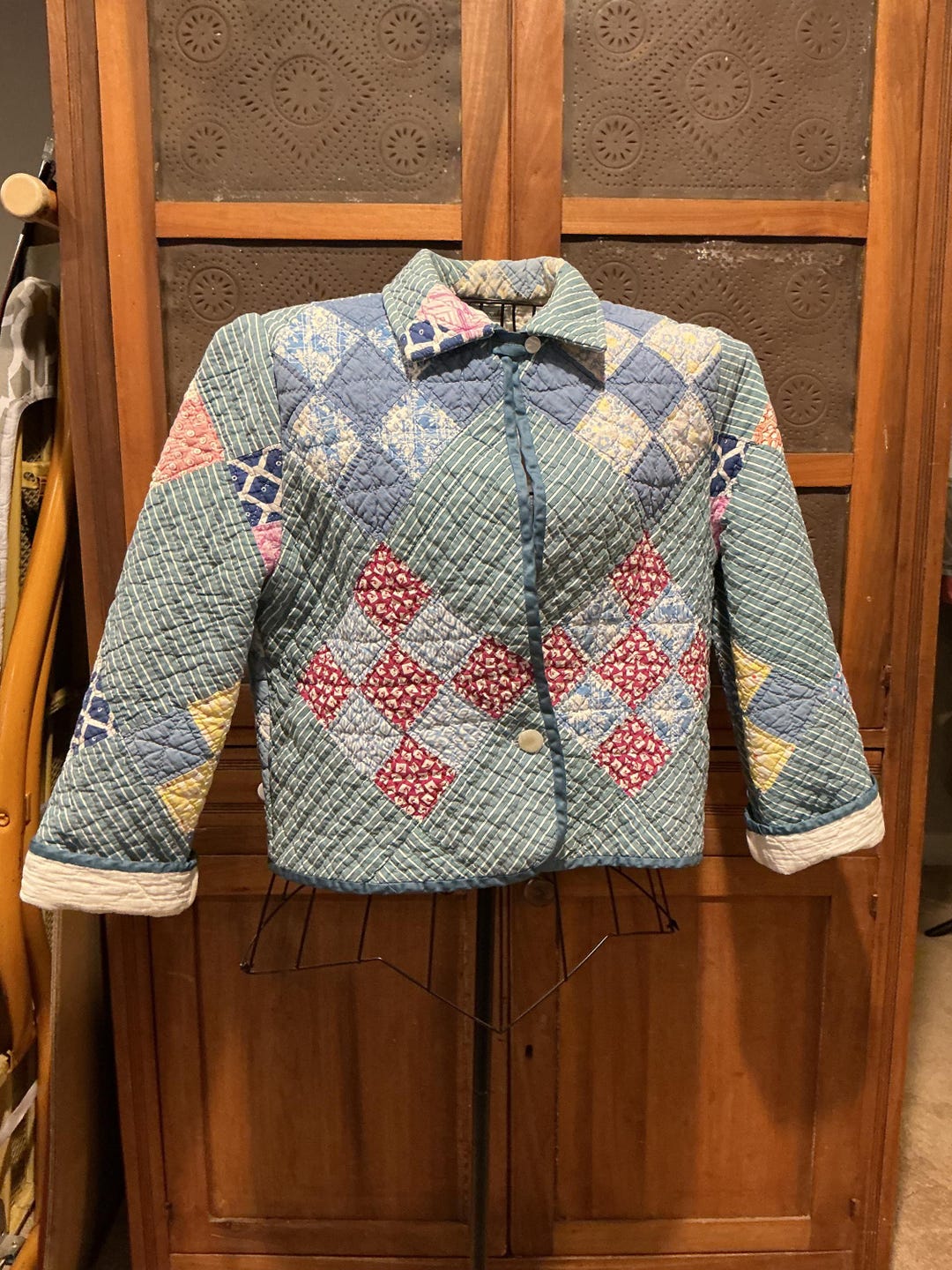 Patchwork Rib Jacket Handmade Patchwork Jacket From a Hand Stitched Vintage Quilt, Med - Etsy