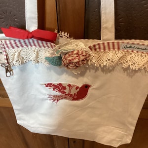 Junking tote bag, reusable shopping bag, shabby chic market bag, vintage lace trimmed bag, boho vintage style tote bag, farmers market bag