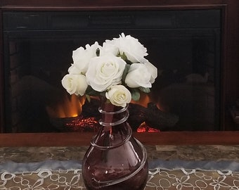 Hourglass Vase Vintage Glassware Vase Flower Vase Floral Etsy