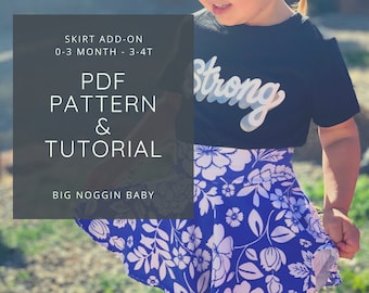 Skirt Add-On PDF Pattern and Tutorial | Two Styles, Pockets, Shorties, Bloomers, Briefs, Bummies, Skort, Baby, Toddler, Instructions