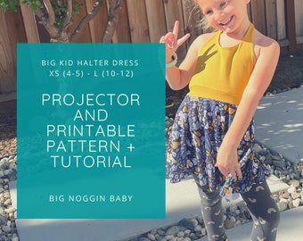 Kid's Halter Dress Printable and Projector Pattern + Tutorial | Tank, Tie-Back, Child, Kid, Instructions