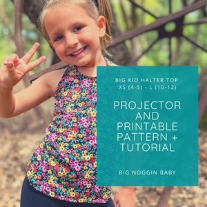 Big Kids&#39; Halter Top Printable and Projector Pattern + Tutorial | Tank, Tie-Back, Tween, Child, Kid, Instructions