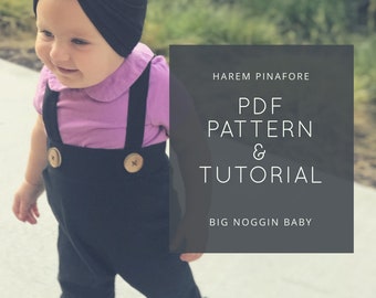 Harem Pinafore PDF Pattern and Tutorial | Joggers, Overall, Coverall, Legging, Suspenders, Toddler, Baby, Instructions