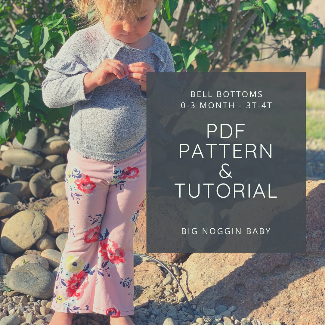 Highwaisted Baby Bell Bottoms PDF Pattern and Tutorial Flares, Leggings, Toddler, Baby, Infant