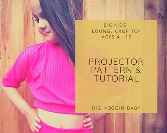 Big Kids' Lounge Crop Top Projector Pattern and Tutorial | Sweater, Cropped, Slouchy, Toddler, Kids, Instructions