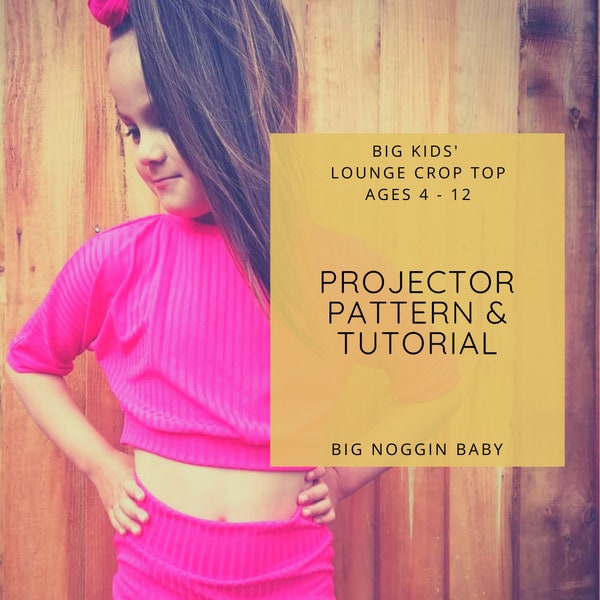 Big Kids' Lounge Crop Top Projector Pattern and Tutorial | Sweater, Cropped, Slouchy, Toddler, Kids, Instructions