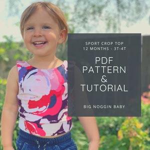 Tutoriel et patron PDF de haut court de sport | Débardeur, Recadrée, Athletic, Enfants, Tout-petit, Instructions