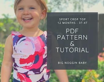 Sport Crop Top PDF Pattern and Tutorial | Tank, Cropped, Athletic, Kids, Toddler, Instructions