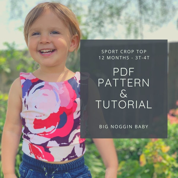 Sport Crop Top PDF Pattern and Tutorial | Tank, Cropped, Athletic, Kids, Toddler, Instructions