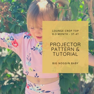 Padrão e tutorial do projetor Lounge Crop Top | Suéter, recortado, desleixado, infantil, bebê, infantil, instruções