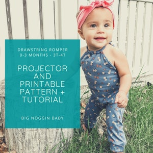 Drawstring Romper Printable and Projector Pattern Tutorial Jumpsuit, Playsuit, Baby, Toddler, Child, Kid, Instructions image 1