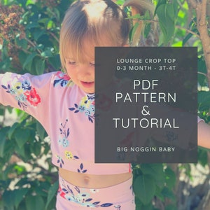 Lounge Crop Top PDF Pattern and Tutorial | Sweater, Cropped, Slouchy, Toddler, Baby, Infant, Instructions